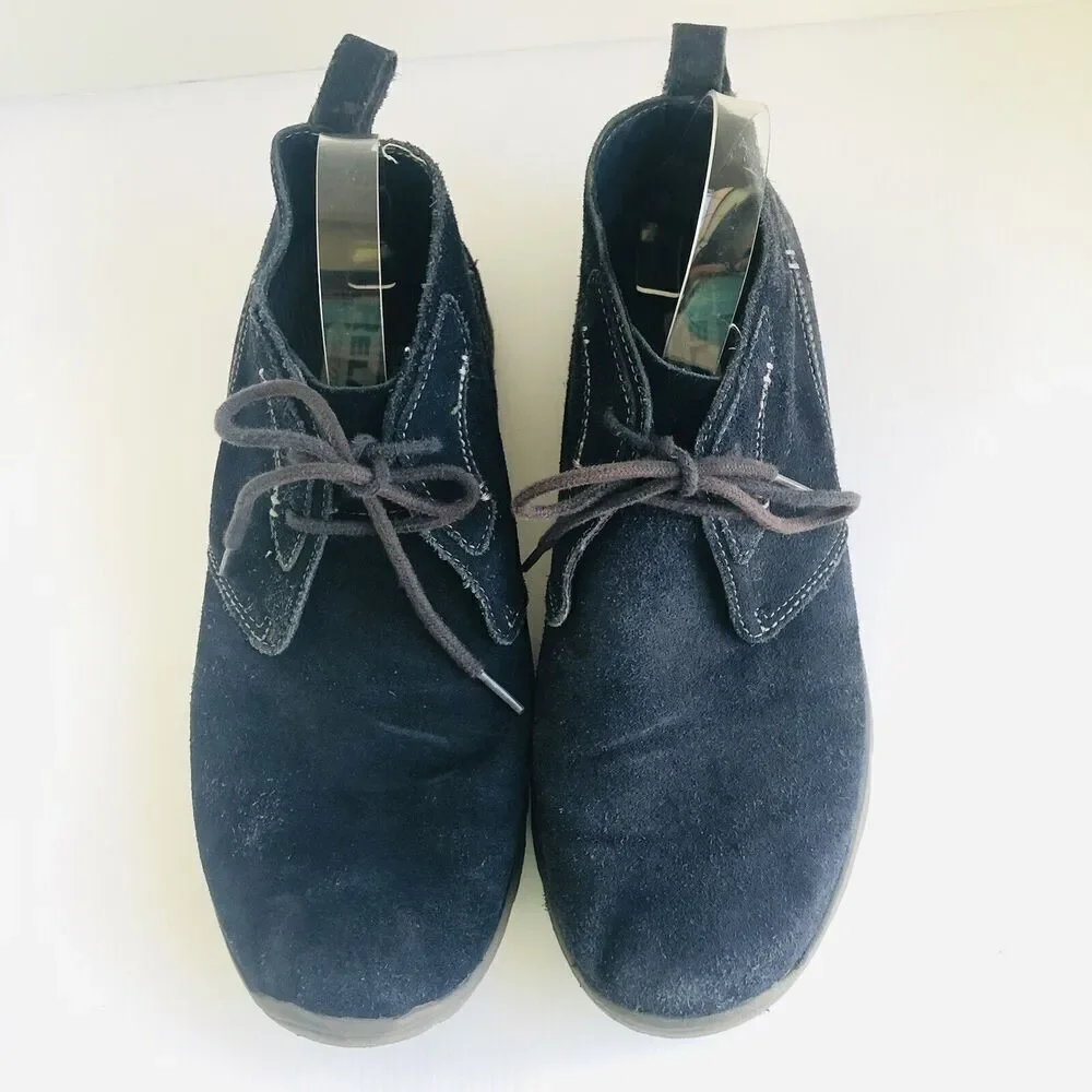 Skechers Navy Blue Leather Casual Lace Up Chukka Ankle Boots Shoes Men's 12